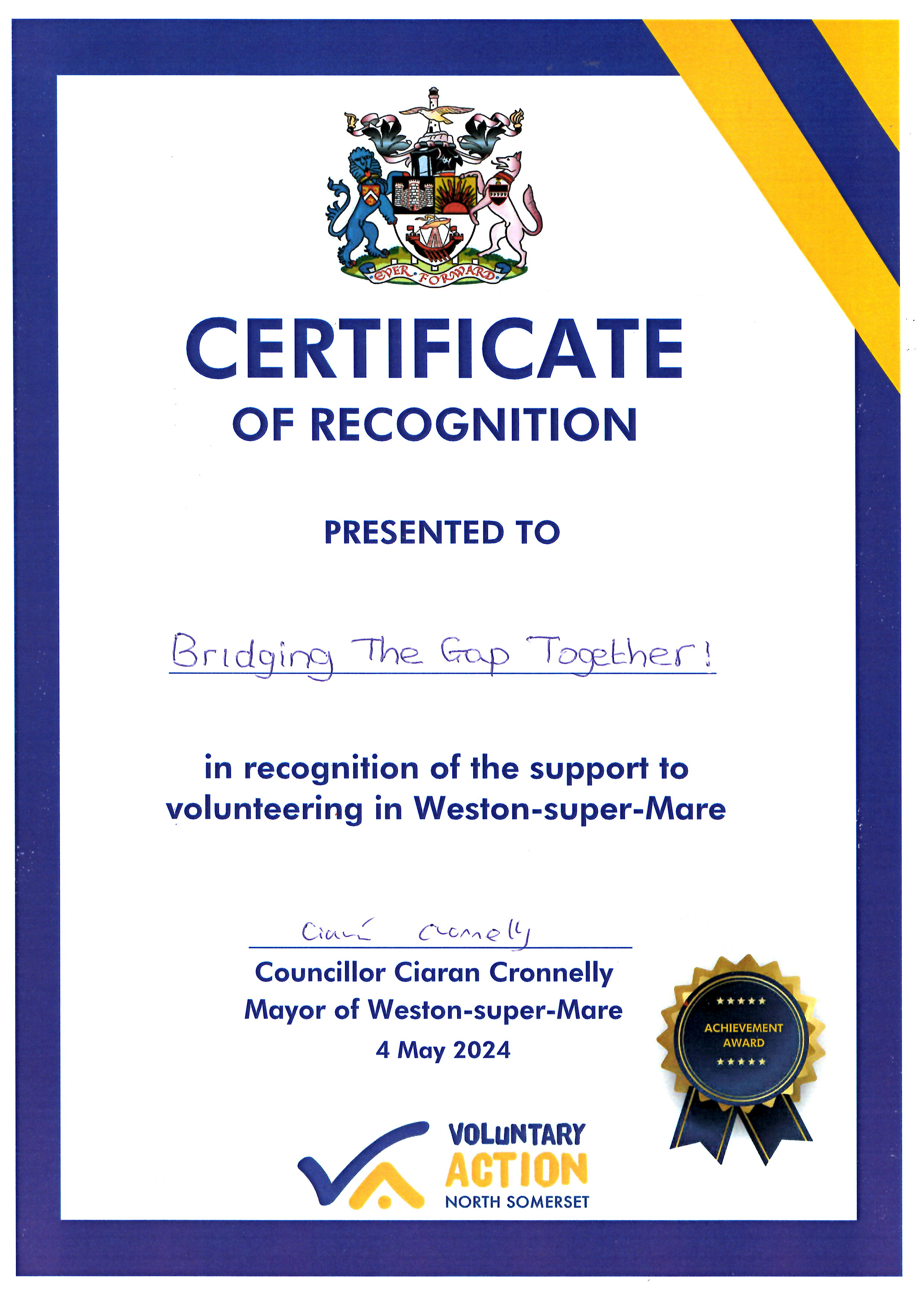 Certificate og Recognition